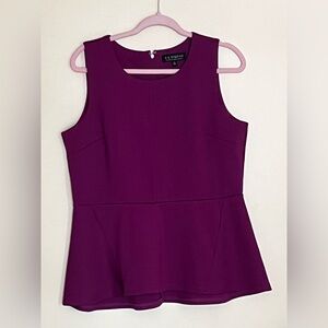 Eloqui peplum sleeveless top purple size 14